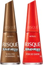 Kit Esmaltes Risqué Lolla palooza Risqué Esmalte Glitter Coloridos (Marrom + Laranja)