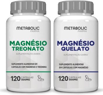 Kit Magnesio Treonato + Quelato Bisglicinato 500Mg 240 Cápsulas - Metabolic Farma