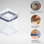 Kit Potes Herméticos Lumini 180ml Paramount Com Tampa Potes Plásticos Transparentes Para Temperos, Especiarias E Condimentos, Organização De Cozinha, Empilháveis Armário E Geladeira, 6 e 24un (6) - Imagem 2