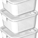 "Kit Potes Herméticos Slim 1360 Com Tampa de Vedação e Válvula de Ventilação, Cesto de Drenagem de Alimento. Material Acrílico Perfeito Para Organização Cozinha Geladeiras Alimentos E Verduras" (2)