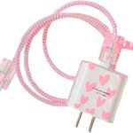 Kit Protetor De Cabo E Carregador Capa Celular Coração Rosa