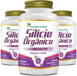 Kit Silício SiliciuMax® com Vitaminas A, C, E + Biotina 300mg 3x 60 Capsulas - Flora Nativa