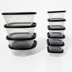 Kit com 10 Potes Plásticos para Alimentos - Transparentes com Tampa Preta - Zero BPA, Capacidades de 220ml a 750ml - Próprio para Freezer, Micro-ondas e Lava-louças