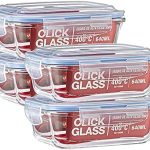 Kit com 4 potes de vidro click glass premium 100% herméticos