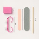 Kit de Manicure e Pedicure com Lixa de Unha Dupla Face, Palito de Cutícula de Madeira, Escova de Limpeza e lixa de Polimento para Cuidados de Unhas - Imagem 2