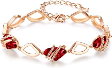 Leafael Colar feminino com pingente de Wishstone - banhado a ouro rosa 18K ou prata cristal pedra de nascimento, extensão de 45 cm + 5 cm, compatível com REACH e anti-alérgico, com caixa de presente