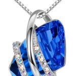 Leafael Feminino Colar com Pingente de Pedra Wish com Cristal de Pedra Do Mês Azul Safira para Setembro, Banhado A Ouro Rosa 18K, Corrente de 18" + 2"