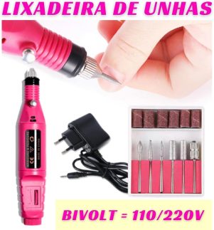 Lixa de Unhas Elétrica com 6 Brocas - Unhas de Gel - Cutículas - Manicure