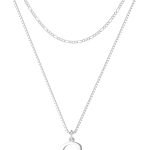 MBW Colar de prata com inicial feminina na moda, colar em camadas de 14 K para mulheres, meninas, delicado, prata, pingente de letra fígaro, gargantilhas, colares de fantasia, monograma, nome, colar,