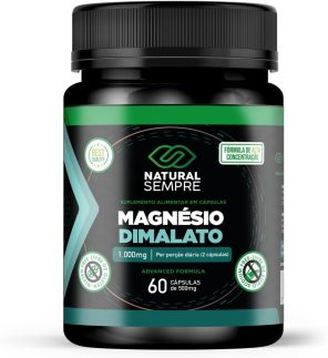 Magnesio Dimalato 1000mg 60 cápsulas 100% Puro 238 mg por Porção