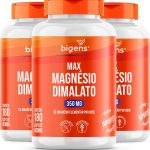 Max Magnésio Dimalato, 350mg de magnésio elementar por dose, Bigens 180 cápsulas (Kit 3)