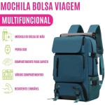 Mochila de Viagem Multifuncional, Compartimento para Sapatos, Porta USB, Bolsa P/Trabalho Escola Passeio Universidade, Grande, Múltiplos Bolsos - Imagem 2