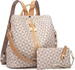 Mochilas femininas moda bolsa de couro PU design multiuso bolsa conversível mochila de viagem bolsa e bolsa 2 peças