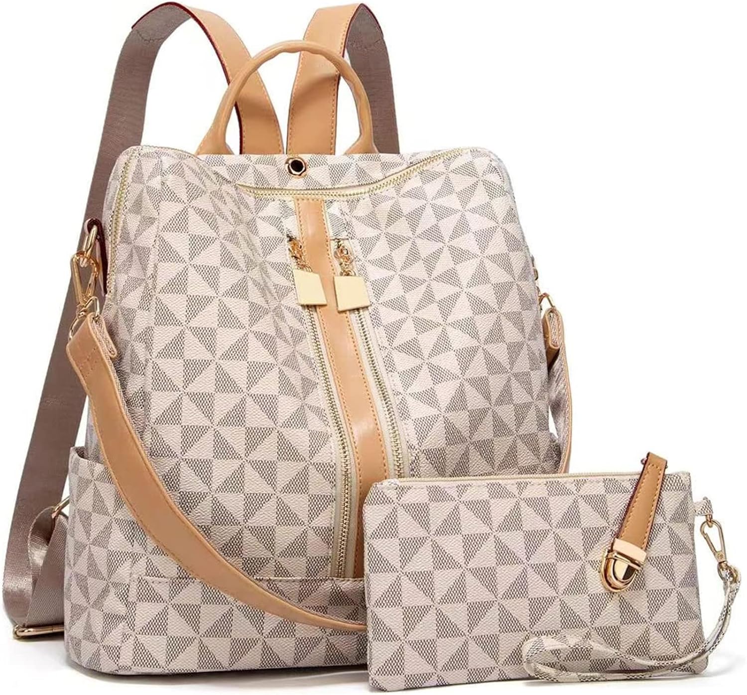 Mochilas-femininas-moda-bolsa-de-couro-PU-design-multiuso-bolsa.jpg Mochilas femininas moda bolsa de couro PU design multiuso bolsa conversível mochila de viagem bolsa e bolsa 2 peças