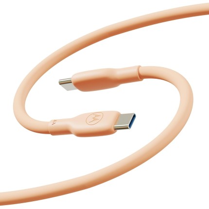 Motorola, Cabo de Dados Silicone, 2 Metros USB-C - USB-C, Pêssego
