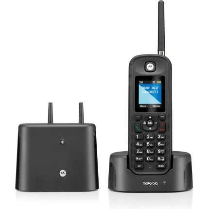 Motorola Telefone sem fio O211 DECT 6.0 de longo alcance, resistente à água e poeira, certificação IP67, preto, 1 aparelho