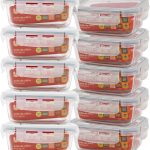 Mozcada - Kit 10 Potes de Vidro Marmita 330ml Hermético com Trava Retangular