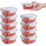 Mozcada - Kit 10 Potes de Vidro Marmita 380ml Hermético com Trava Quadrado - Imagem 2