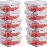 Mozcada - Kit 10 Potes de Vidro Marmita 740ml Hermético com Trava Quadrado