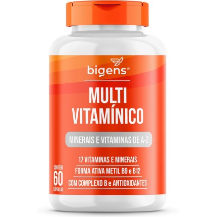 Multivitamínico A-Z - 17 Vitaminas e Minerais com Complexo B e Antioxidantes, 60 Cápsulas, Bigens (Unidade)
