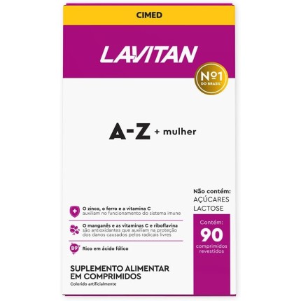 Multivitamínico Lavitan AZ Para Mulher Com 90 Comprimidos