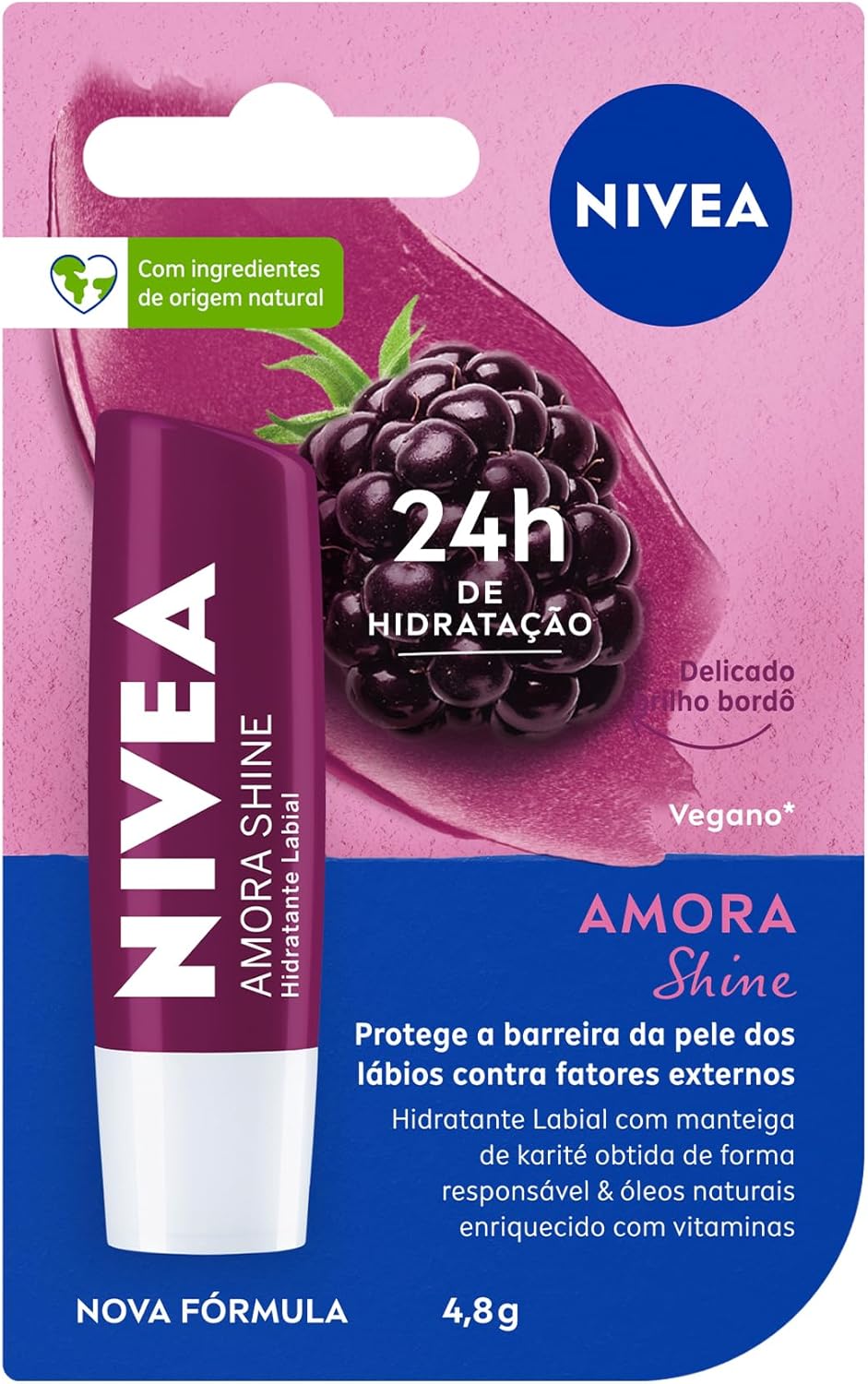 NIVEA-Hidratante-Labial-Amora-Shine-48g-Hidratacao-Intensa-24h-Cor.jpg NIVEA Hidratante Labial Amora Shine 4,8g, Hidratação Intensa 24h, Cor Suave, Brilho Delicado, Cuidado Diário, Manteiga de Karité
