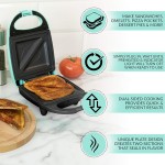 Nostalgia Sanduicheira pessoal MyMini, prensa antiaderente Panini Press, Bolsos para Pizza, Quesadillas, Verde Menta - Imagem 2