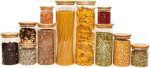 Oikos - Kit 11 Potes de Vidro com Tampa de Bambu Herméticos Redondos