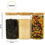 Oikos - Kit 3 Potes de Vidro 1,4L com Tampa Bambu Herméticos Quadrados Flat - Imagem 2
