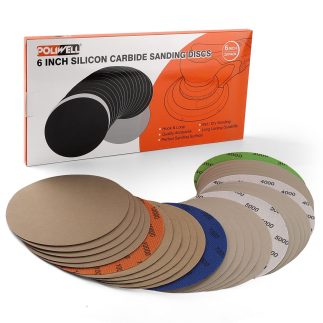 POLIWELL Discos de Lixa de 6" com Gancho e Alça 3000/4000 5000/7000/10000 Grãos Variados, Lixa de Carboneto de Silício À Prova D'Água de Alto Desempenho para Trabalhos Em Madeira A (,)