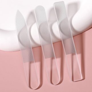 Pacote com 3 lixas de unhas de vidro premium, conjunto de ferramentas de manicure laváveis gravadas dupla face para unhas naturais, inclui caixas para armazenamento, conjunto ideal de presente de