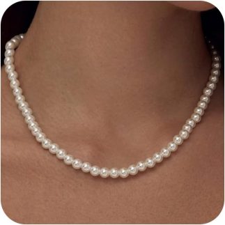 Pearl Necklaces for Women 14K Gold Plated Dainty Layered Single Pearl Necklace Simple Daisy Pearls Choker Cute Gold Necklace Stack Jewelry Sets for Women Trendy Gifts