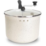 Pipoqueira Antiaderente com Tampa de Vidro Temperado, Branca, 20cm, 3,5L, Revestimento 5 Camadas Teflon, Cabos Baquelite, para Pipoca Caseira