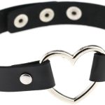 Punk Gótico Colares Femininos Dia Namorados - Gargantilha Colar De Charme De Coração De Couro Pu Senhorita Harajuku Pingente