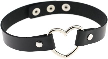 Punk Gótico Colares Femininos Dia Namorados - Gargantilha Colar De Charme De Coração De Couro Pu Senhorita Harajuku Pingente
