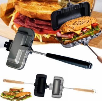 Qivine Sanduicheira, Torradeira De Pão Dupla Face, Queijeira Antiaderente Para Fogão, Panini Portátil Com Alça Removível, Panquecas, Torradas E Omeletes