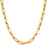 Rockyu Colar feminino, aço inoxidável, corrente retangular, grossa, gargantilha, cor dourada e prata, design simples, 40 - 45 cm, ajustável, unissex, acessório de presente