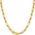 Rockyu Colar feminino, aço inoxidável, corrente retangular, grossa, gargantilha, cor dourada e prata, design simples, 40 - 45 cm, ajustável, unissex, acessório de presente