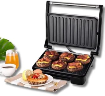 Sanduicheira Grill Elétrico Multifuncional, 750W, Antiaderente, Termostato, 110V/220V, 27x22x9cm