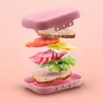 Sanduicheira Pote de Sanduíches Lancheiras e Marmitas com Fechamento Hermético Vai ao Microondas Freezer e Lava-louças (Rosa) - Imagem 2