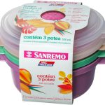 Sanremo - Conjunto com 3 Potes Plásticos Herméticos, Linha Vac Freezer