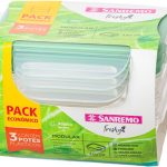 Sanremo - Conjunto de 3 Potes Plásticos Herméticos de 330ml, Linha Freshy