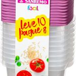 Sanremo - Kit com 10 Potes Plásticos Quadrados de 800mL, Linha Fácil