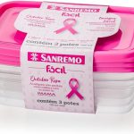 Sanremo - Pote Plástico Hermético Retangular de 785ml, Conjunto com 3 Peças, Linha Fácil