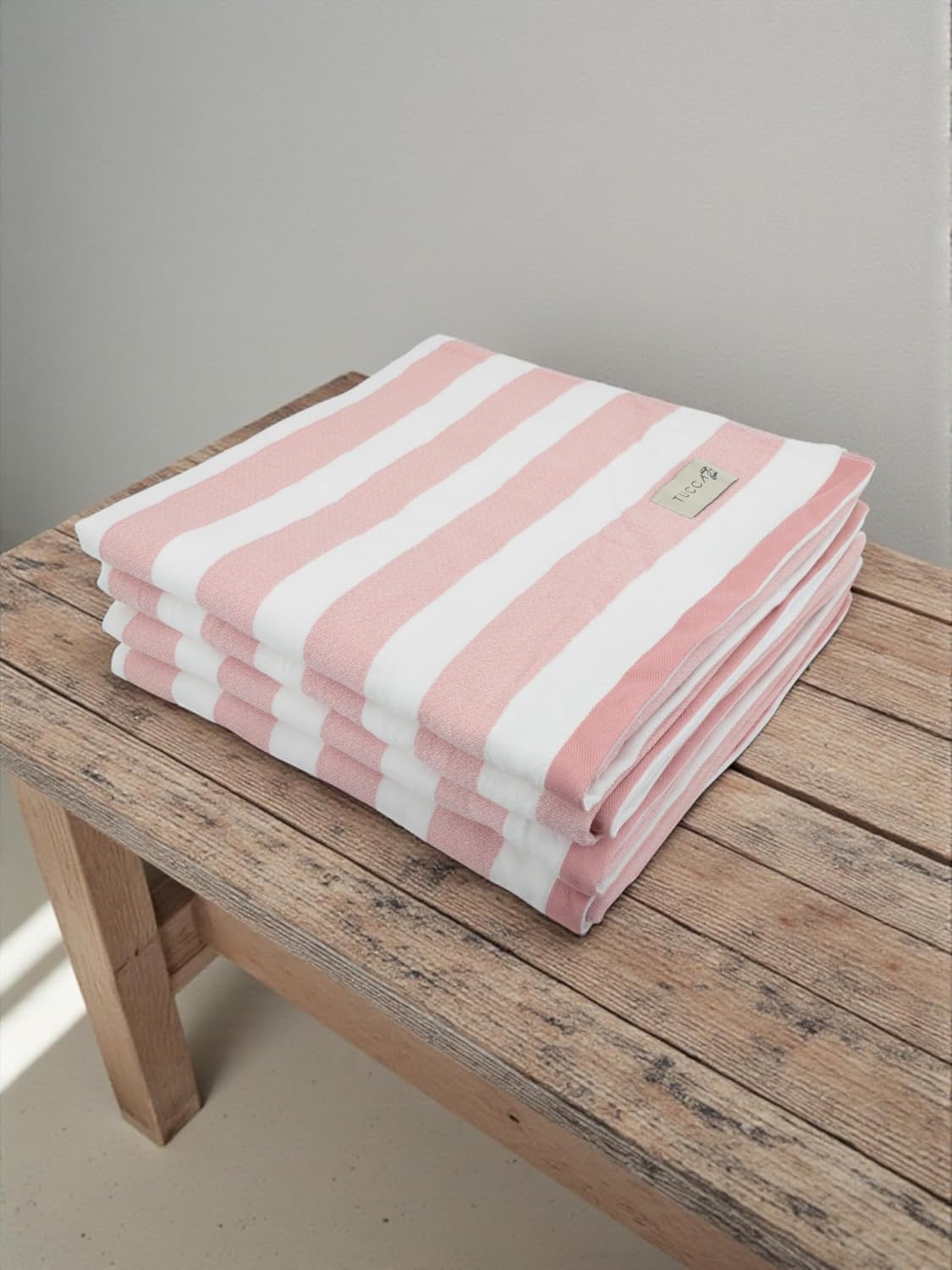 Toalha de Praia Tucca Salina Fibra de Bambu e Algodão 70x140cm Grossa Super Macia Alta Absorção Premium Para Piscina Resort Hotelaria Luxo Design Minimalista Secagem Rápida (Rosa) - Imagem 2