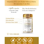 Vitamina b12 Metilcobalamina 412% 9,9mcg + Acido Fólico 150% + ferro 100% - 90 Cáps - Vita Tríade - Imagem 2