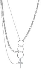 YERTTER Dainty Unique Punk Layer O Ring Corrente Gargantilha Colar Suéter Corrente Boho Conjunto de Joias em Camadas Pingente Cruz Declaração Corrente Grossa Colar para Mulheres e Homens
