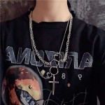YERTTER Dainty Unique Punk Layer O Ring Corrente Gargantilha Colar Suéter Corrente Boho Conjunto de Joias em Camadas Pingente Cruz Declaração Corrente Grossa Colar para Mulheres e Homens - Imagem 2