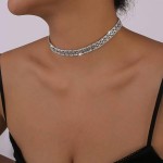 eartif Colar de gargantilha feminina com strass de cristal de prata brilhante, colar trançado, zircão cúbico, diamante, gargantilha para formatura, casamento, acessórios de joias, free size, Cobre - Imagem 2