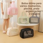 Bolsa Necessaire Transparente Impermeável para Praia e Piscina, itens pessoais e de higiêne - Imagem 4